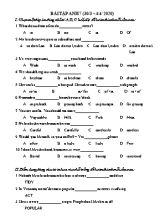 Bài tập môn Tiếng Anh Lớp 7 - Năm học 2019-2020